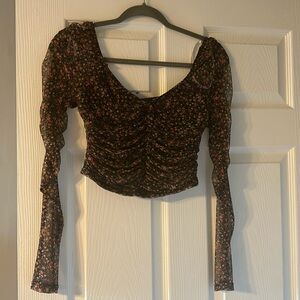 Lulus black floral LS top